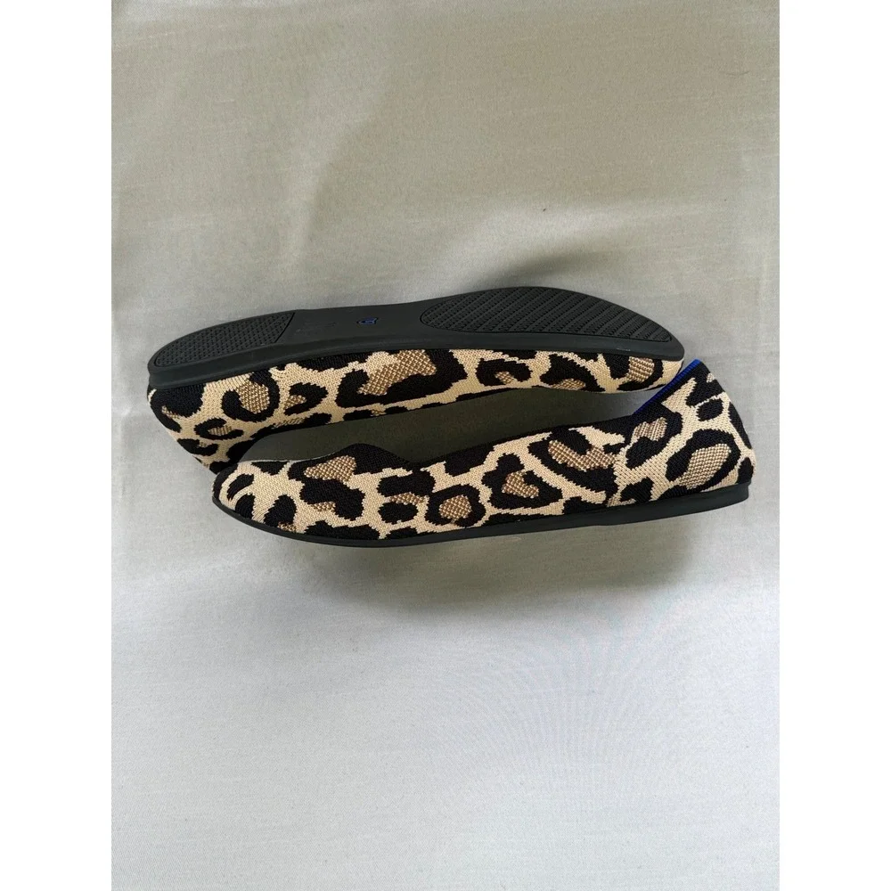 Rothys The Flat Wild Cat Leopard Animal Print Knit Ballet Flats W's 11 Round Toe